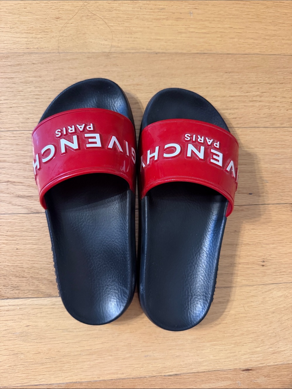 Givenchy Red and Black Logo Slide Sandals